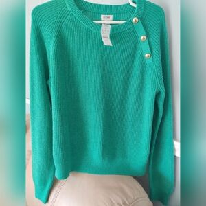 J. Crew Teal with Gold Button-Accent Women's Sweater